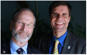 Professor William E. Rees (Canada, left),Dr. Mathis Wackernagel (Switzerland, right)